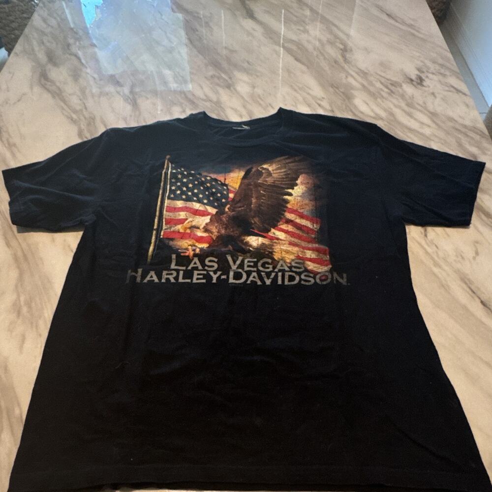 Harley-Davidson XL Las Vegas Nevada Black T-Shirt Eagle American Graphic 2017